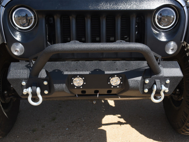 DV8 Offroad 07-18 Jeep Wrangler JK/JL FS-11 Stubby Mid Length Steel Front Bumper w/ Winch Plate