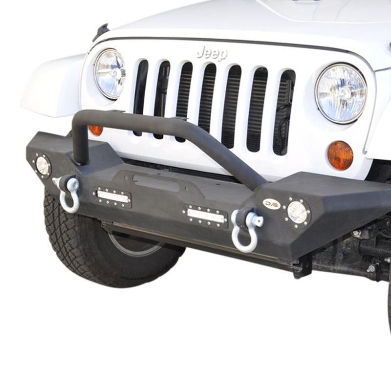 DV8 Offroad 07-18 Jeep Wrangler JK/JL FS-7 Mid Length Steel Front Bumper w/ LED Lights