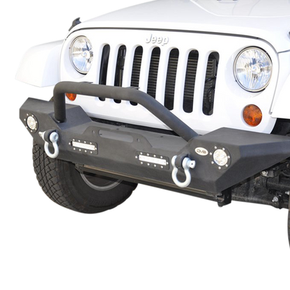 DV8 Offroad 07-18 Jeep Wrangler JK/JL FS-7 Mid Length Steel Front Bumper w/ LED Lights