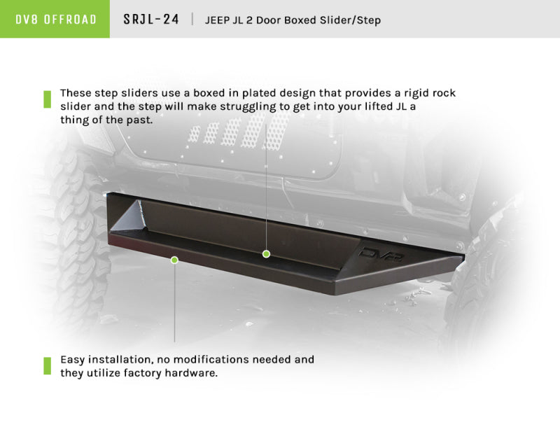 DV8 Offroad 2018+ Jeep JL 2 Door Boxed Slider Step