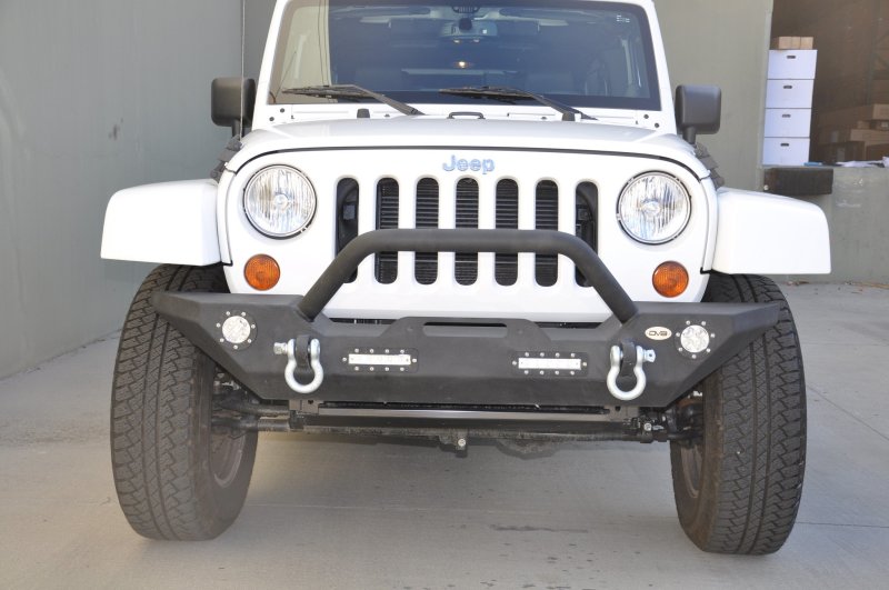 DV8 Offroad 07-18 Jeep Wrangler JK/JL FS-7 Mid Length Steel Front Bumper w/ LED Lights