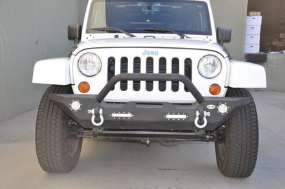 DV8 Offroad 07-18 Jeep Wrangler JK/JL FS-7 Mid Length Steel Front Bumper w/ LED Lights