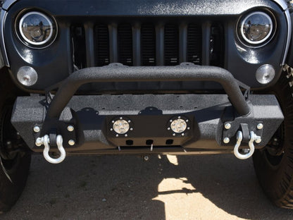 DV8 Offroad 07-18 Jeep Wrangler JK/JL FS-11 Stubby Mid Length Steel Front Bumper w/ Winch Plate