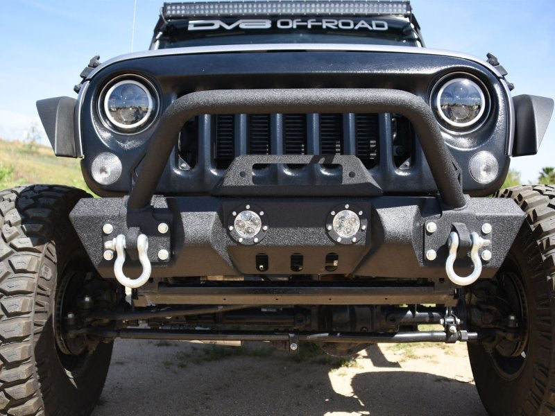 DV8 Offroad 07-18 Jeep Wrangler JK/JL FS-11 Stubby Mid Length Steel Front Bumper w/ Winch Plate