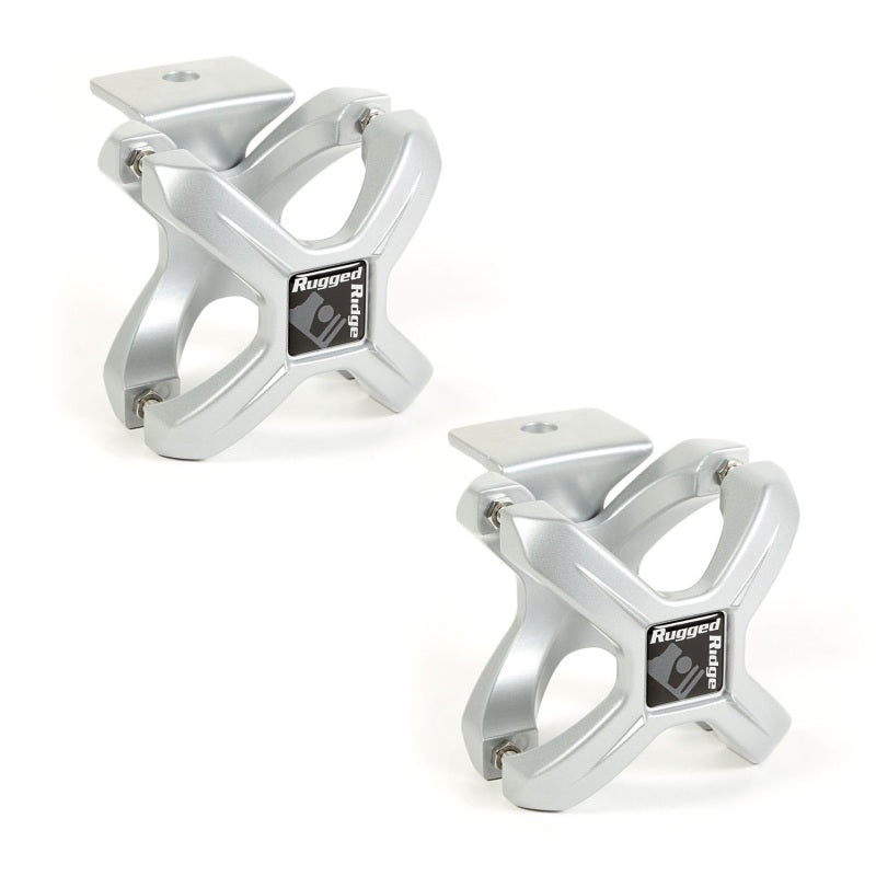 Rugged Ridge 2.25-3in Silver X-Clamp - Pair