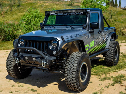 DV8 Offroad 07-18 Jeep Wrangler JK/JL FS-11 Stubby Mid Length Steel Front Bumper w/ Winch Plate