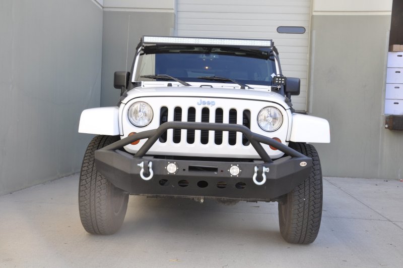 DV8 Offroad 07-18 Jeep Wrangler JK/JL FS-8 Mid Length Steel Front Bumper w/ LED Lights