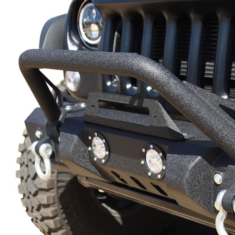 DV8 Offroad 07-18 Jeep Wrangler JK/JL FS-11 Stubby Mid Length Steel Front Bumper w/ Winch Plate