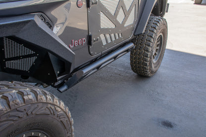 DV8 Offroad 2018+ Jeep JL 2 Door Tubular Rock Slider w/ Plated End Caps